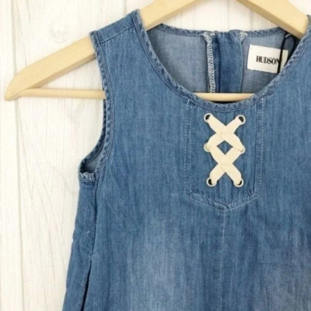 HUDSON Jeans Girls Lulu Lace-Up Chambray Dress